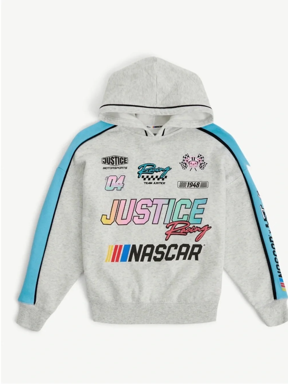 Justice Girls' Gray & Blue Racing Hoodie - Justice Racing NASCAR